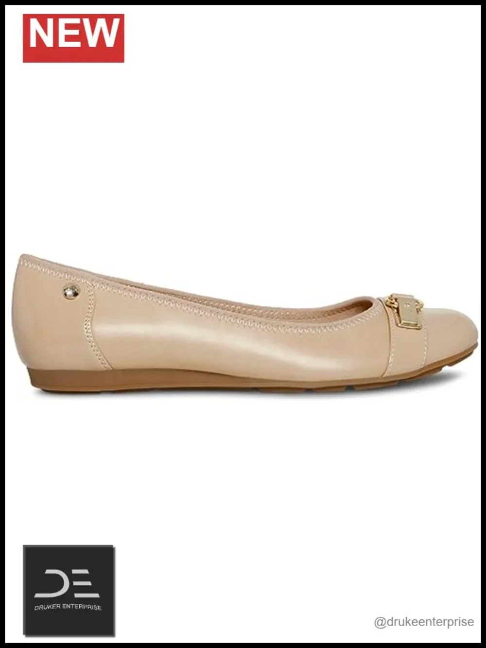 Faux Leather Ballet Flats with Buckle Strap Micro Wedge